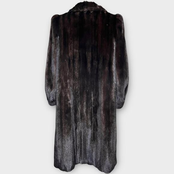 VINTAGE Marshall Fields Bill Blass Long Brown 100% Genuine Mink Fur Coat & Hat - Picture 3 of 11